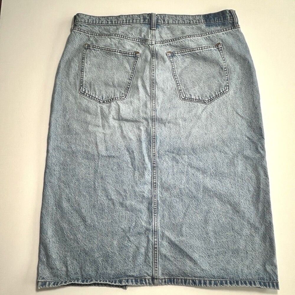 High Rise Denim Midi Jean Skirt Front Slit Abercrombie & Fitch Size 33/16 - Picture 3 of 8